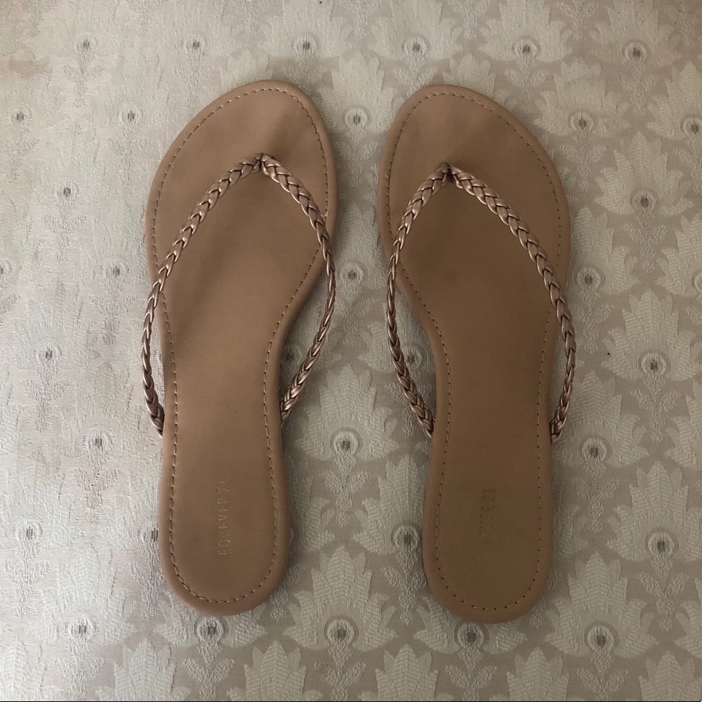 Braided Rose Gold Flip Flops